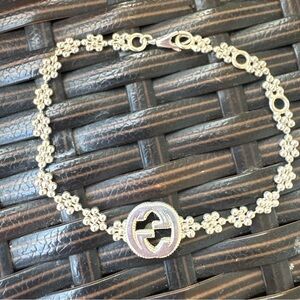 GUCCI Flower GG Logo 925 Sterling Silver Bracelet